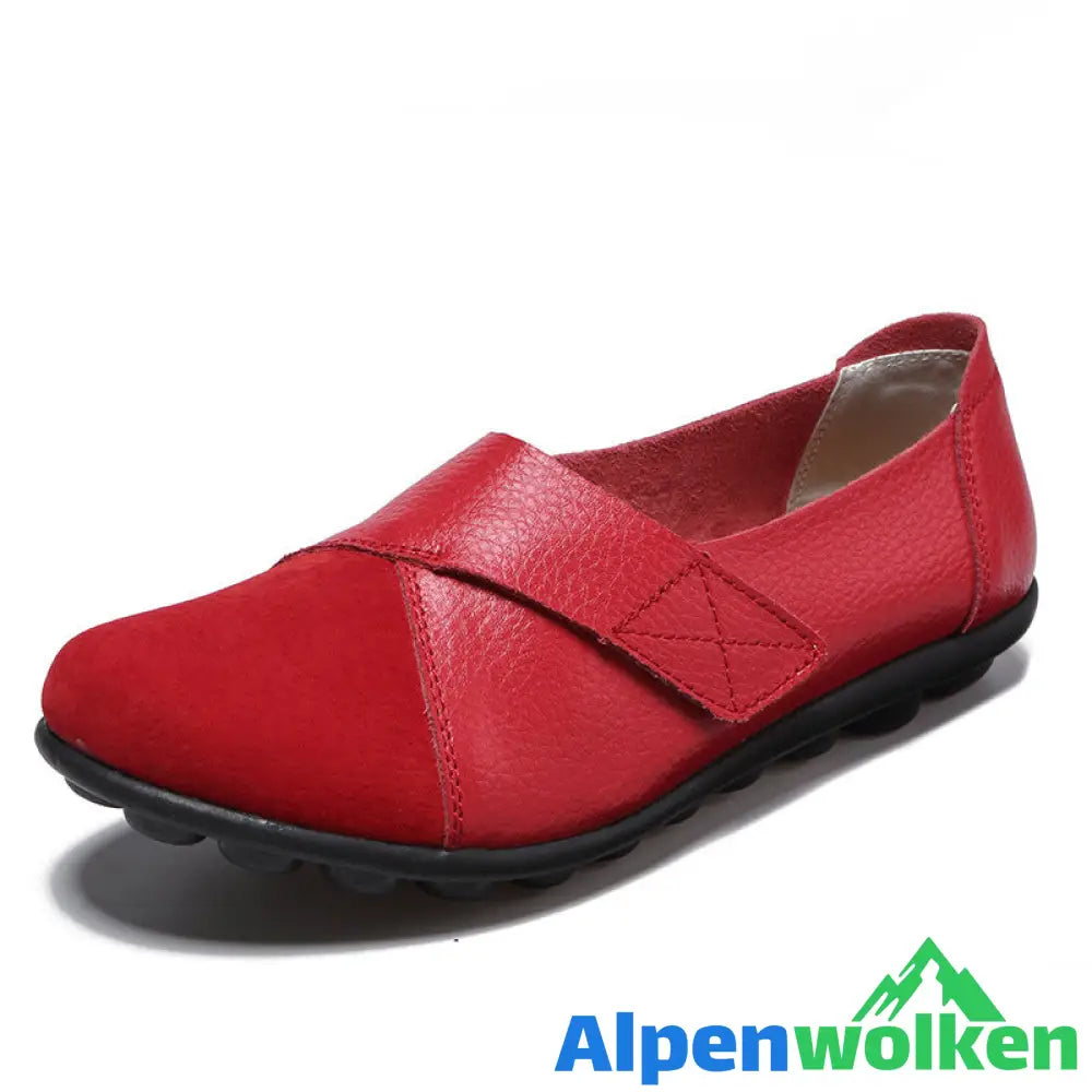 Alpenwolken - Hochwertige orthopädische Schuhe aus echtem, bequemem Leder Loafers Rot