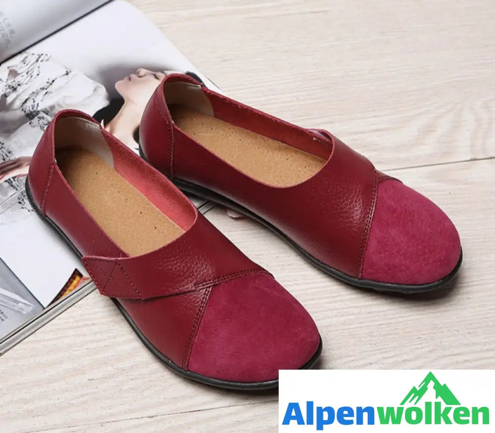 Alpenwolken - Hochwertige orthopädische Schuhe aus echtem, bequemem Leder Loafers Weinrot