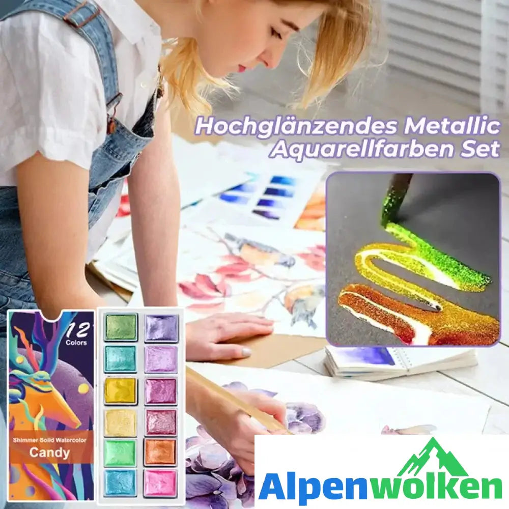 Alpenwolken - Hochwertiges festes Metall Aquarellpigment Set