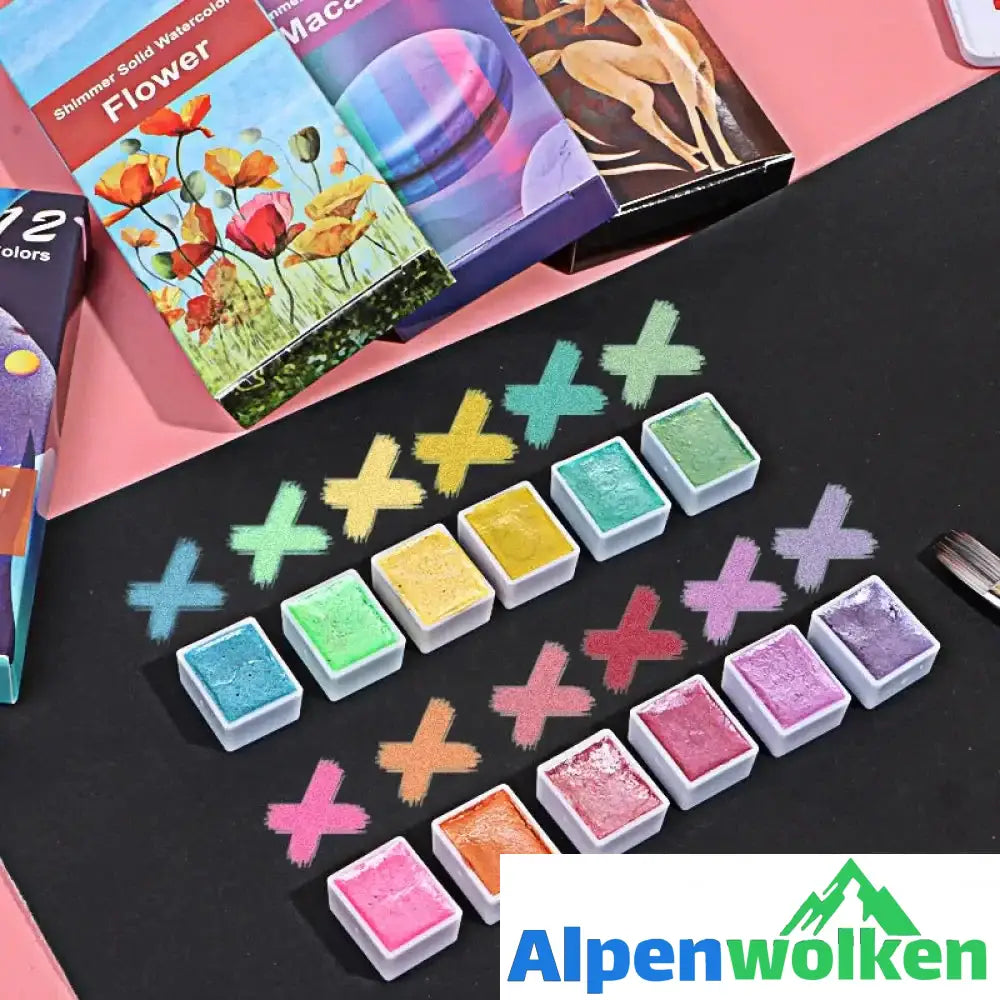 Alpenwolken - Hochwertiges festes Metall Aquarellpigment Set