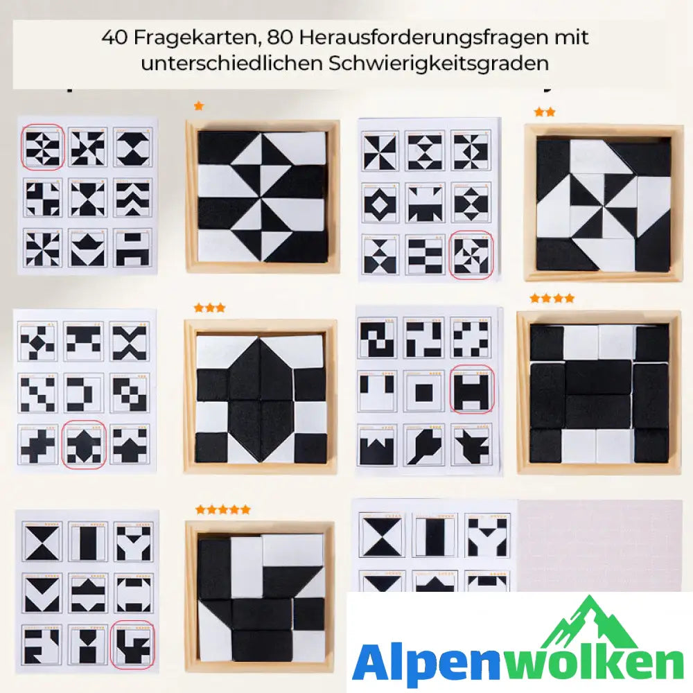 Alpenwolken - Hölzernes verstecktes Blockpuzzle