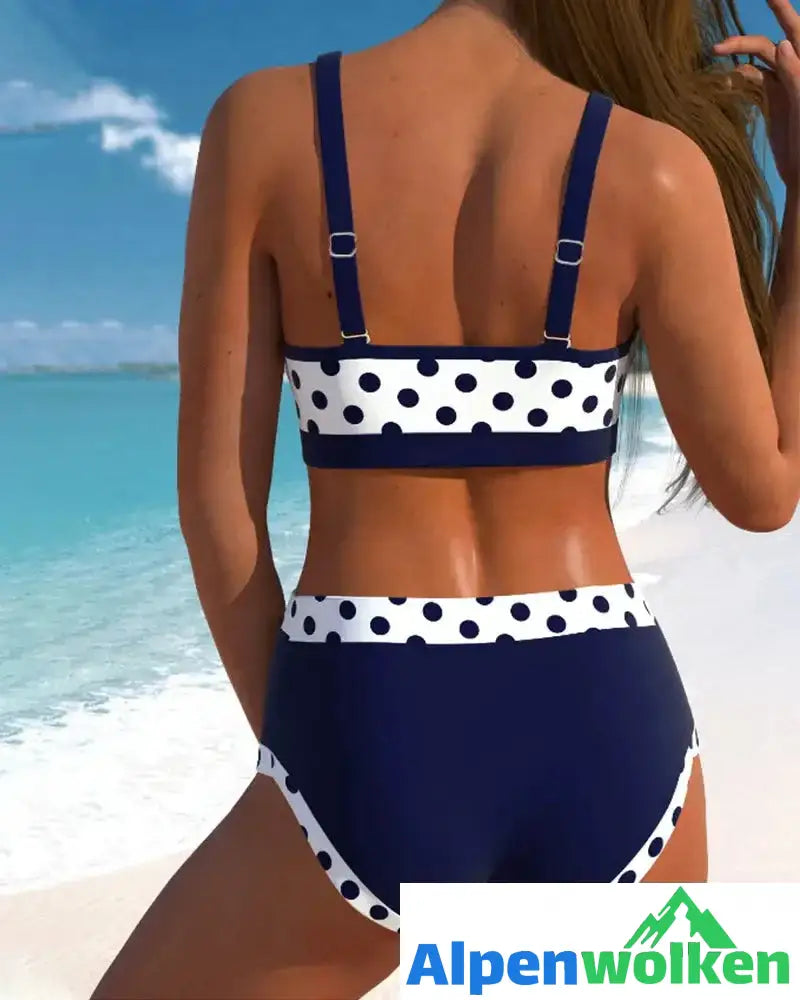 Alpenwolken - Hohe Taille Patchwork Polka Dot Bikinis