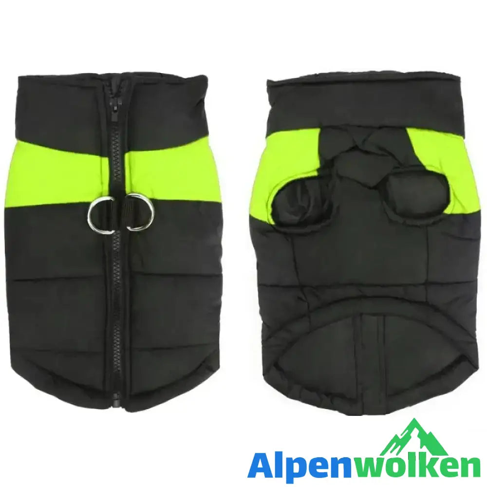 Alpenwolken - Hund Weste Jacke für kaltes Wetter mit Reißverschluss und Leinenring grün