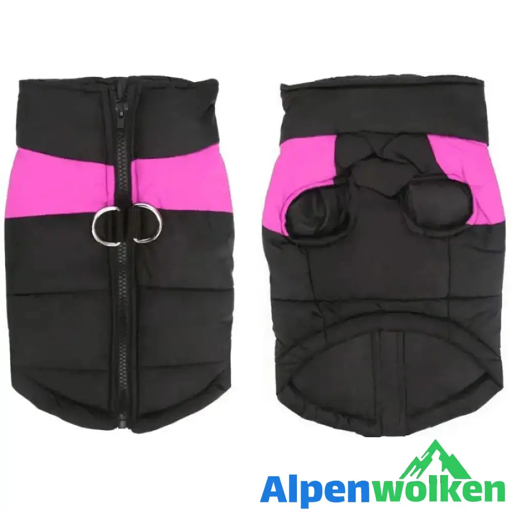 Alpenwolken - Hund Weste Jacke für kaltes Wetter mit Reißverschluss und Leinenring rosa