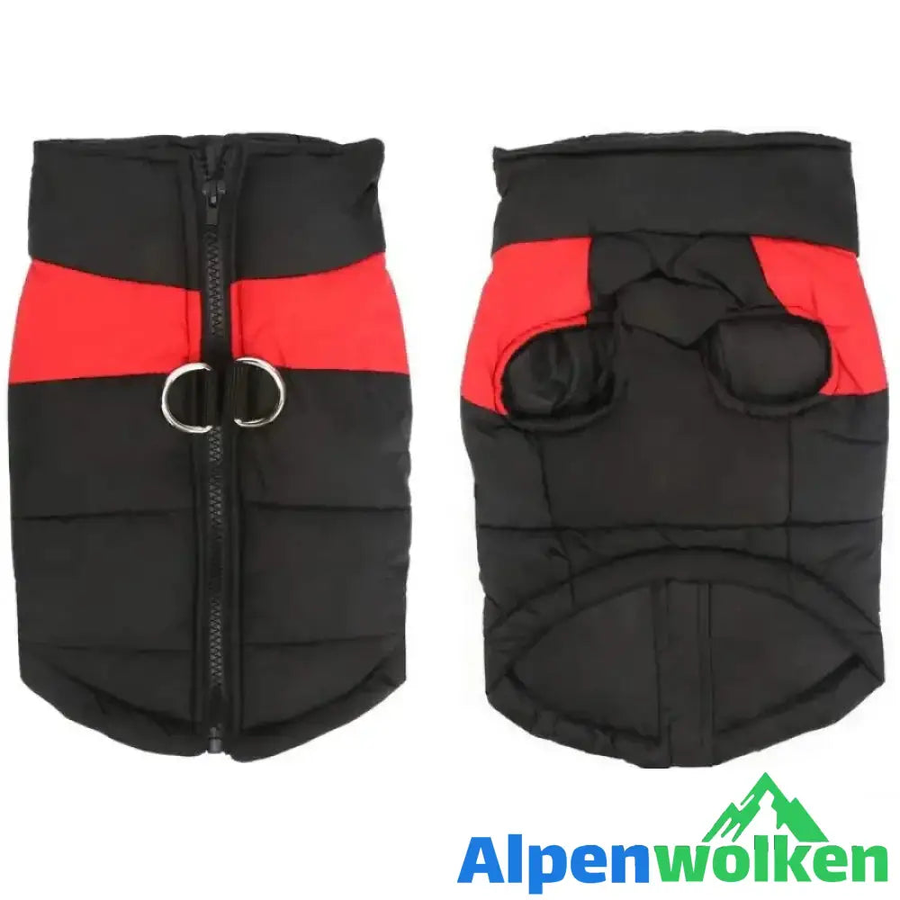 Alpenwolken - Hund Weste Jacke für kaltes Wetter mit Reißverschluss und Leinenring rot