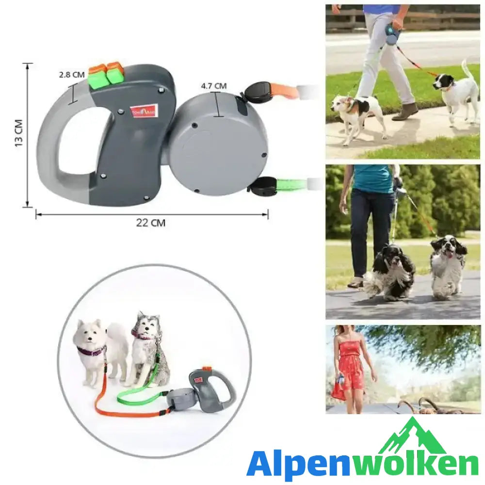 Alpenwolken - Hundeleine Für Zwei Hunde