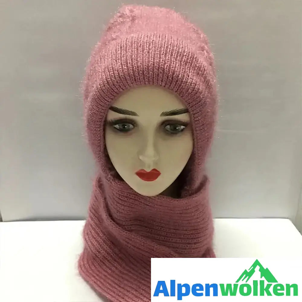 Alpenwolken - Integrierter Ohrenschutz winddichter Mützenschal Pink