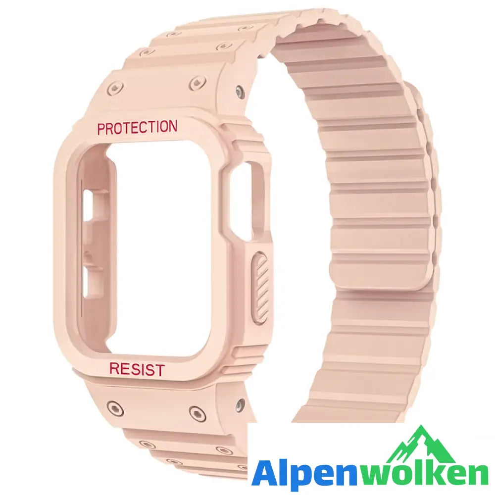 Alpenwolken - Integriertes magnetisches Silikonarmband der Apple Watch Rosa