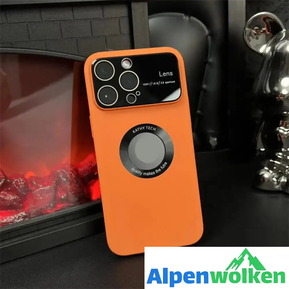 Alpenwolken - iPhone-Hülle mit magnetischer Aufladung orange