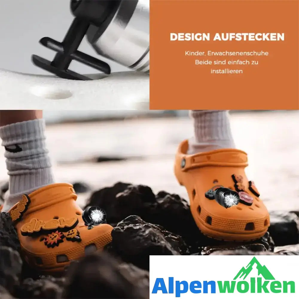 Alpenwolken - IPX5 Wasserdichte Schuhlichter, Scheinwerfer für Croc, 2 Stk