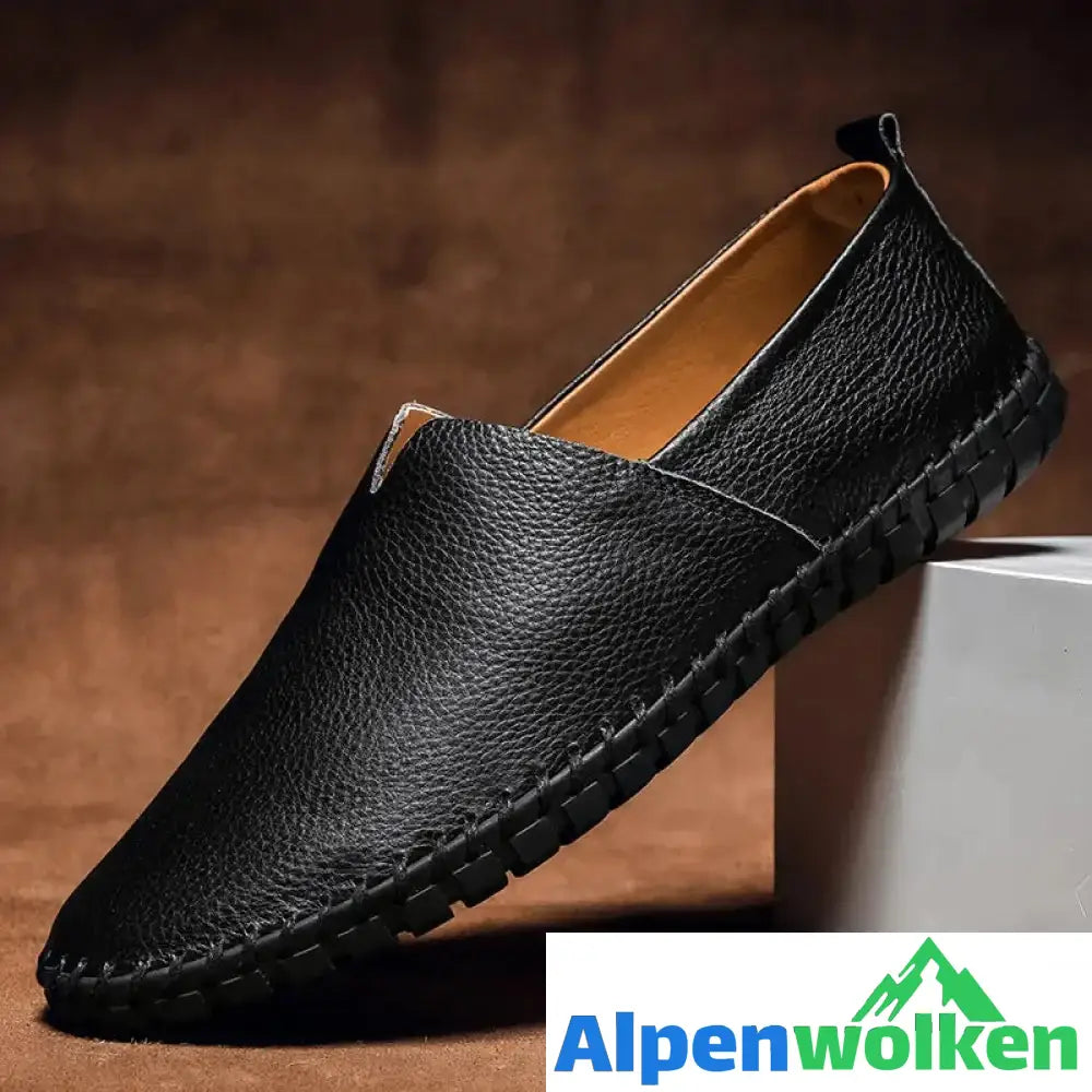 Alpenwolken - Jack Washington Minimal-Loafer aus echtem Leder Schwarz