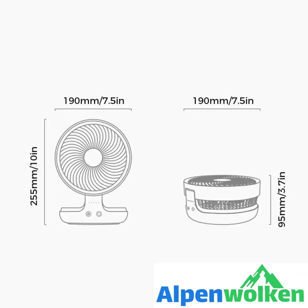 Alpenwolken - Kabelloser USB-Ladelüfter mit Aufhängung