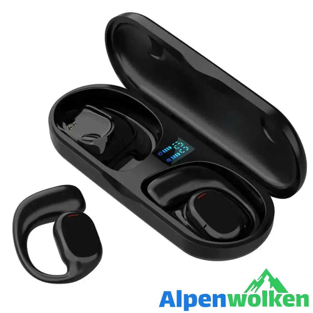 Alpenwolken - Kabelloses Bluetooth-Headset mit hängendem Ohr Schwarz