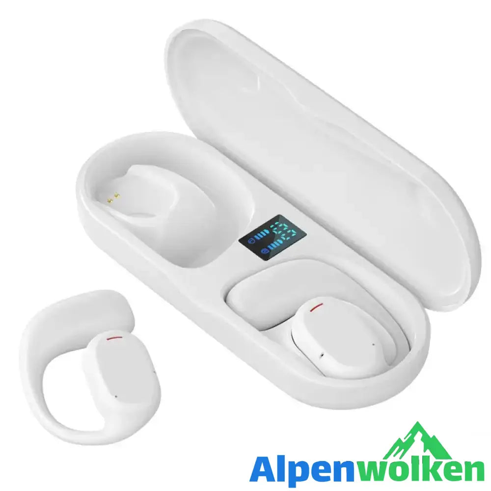 Alpenwolken - Kabelloses Bluetooth-Headset mit hängendem Ohr Weiß