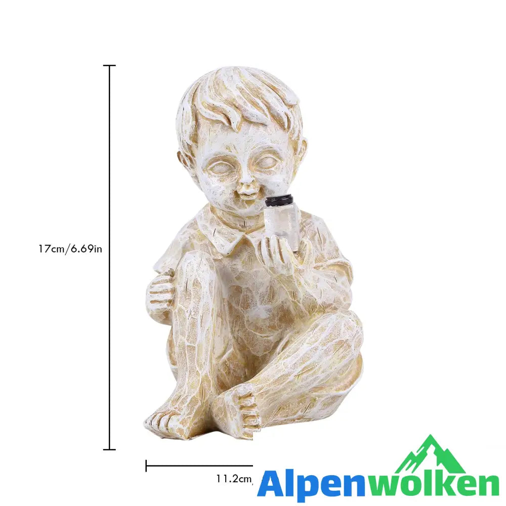 Alpenwolken - Kinder Mit Solar-Glühwürmchen Gartenstatuen