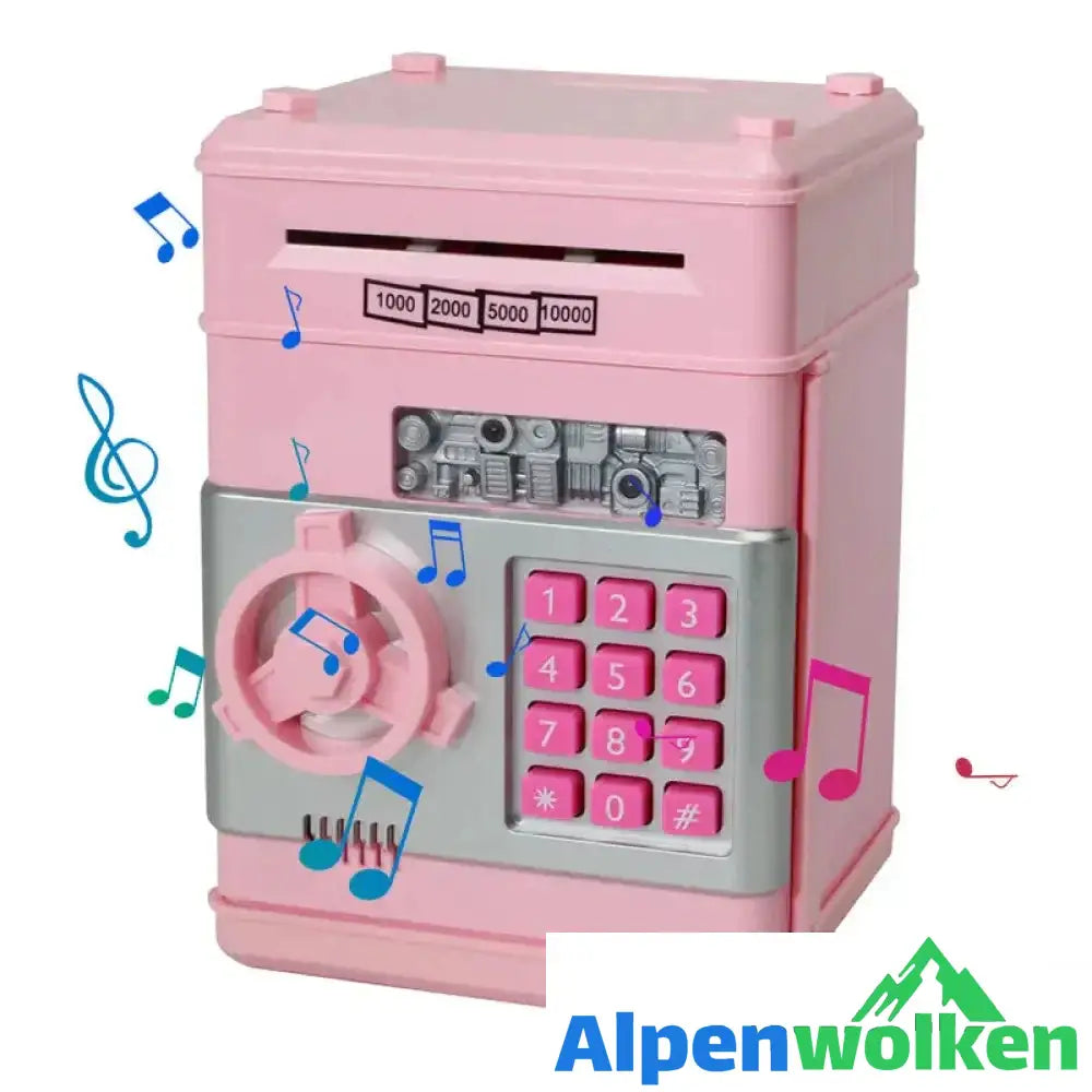 Alpenwolken - Kinderspardose mit Zahlenschloss rosa mit Musik