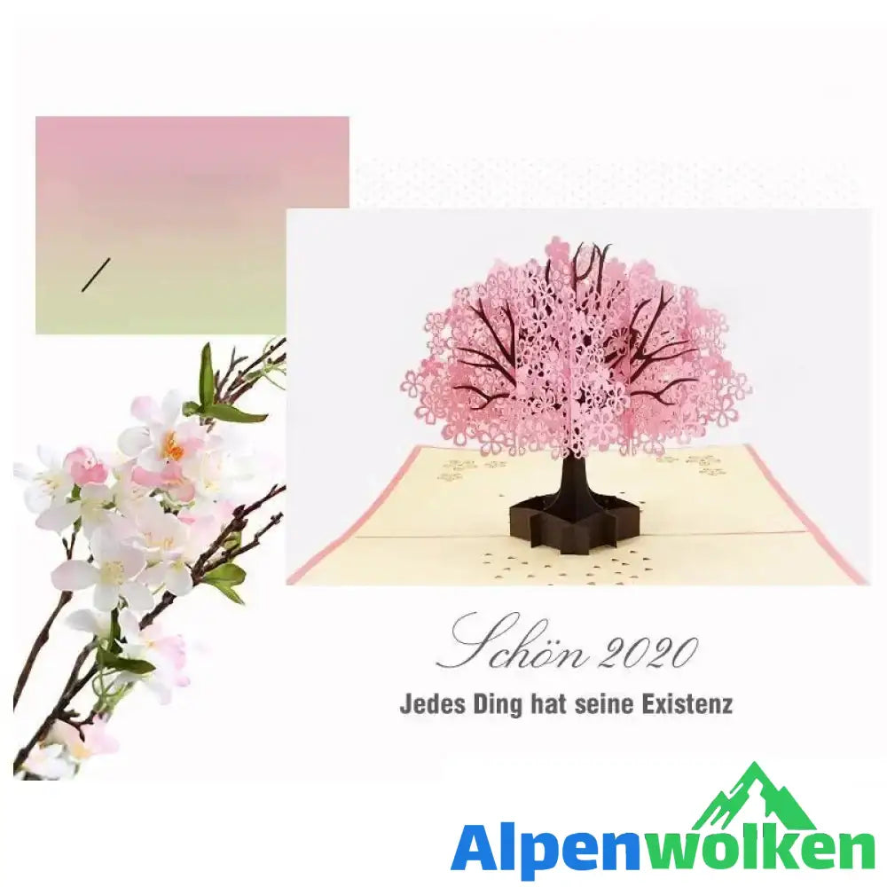 Alpenwolken - Kirschblüten-3D-Karte