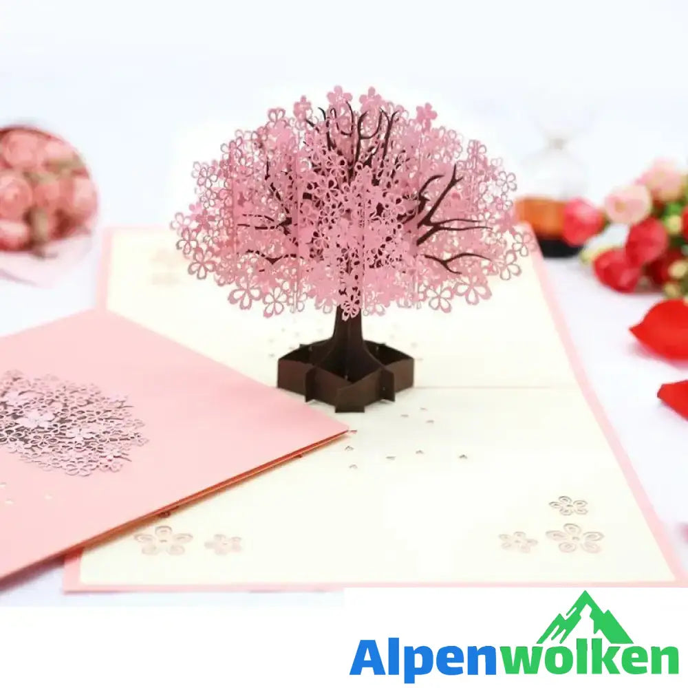 Alpenwolken - Kirschblüten-3D-Karte