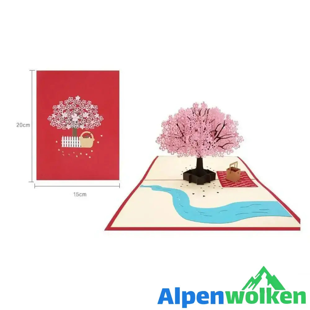 Alpenwolken - Kirschblüten-3D-Karte