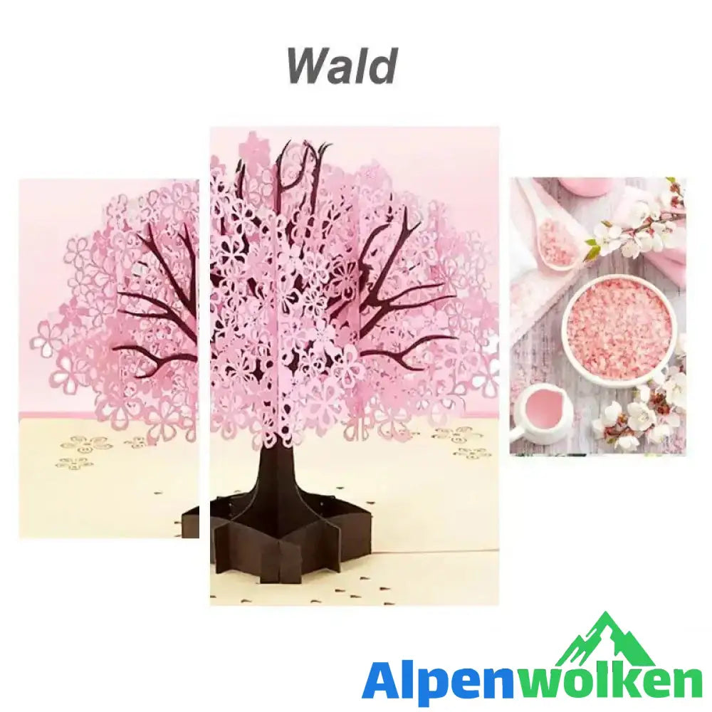 Alpenwolken - Kirschblüten-3D-Karte