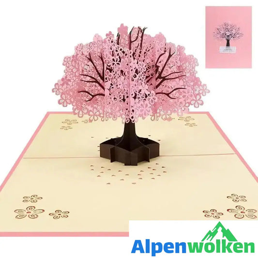 Alpenwolken - Kirschblüten-3D-Karte Kirschbaum