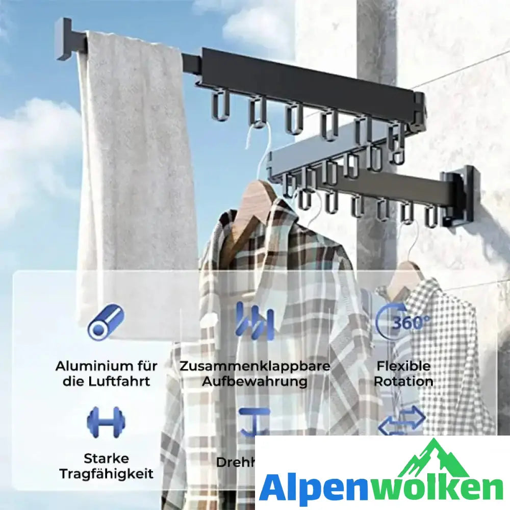 Alpenwolken - Kleiderständer mit klappbarem Ringhaken aus Aluminium