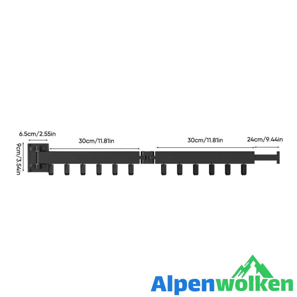 Alpenwolken - Kleiderständer mit klappbarem Ringhaken aus Aluminium Schwarz Stil B