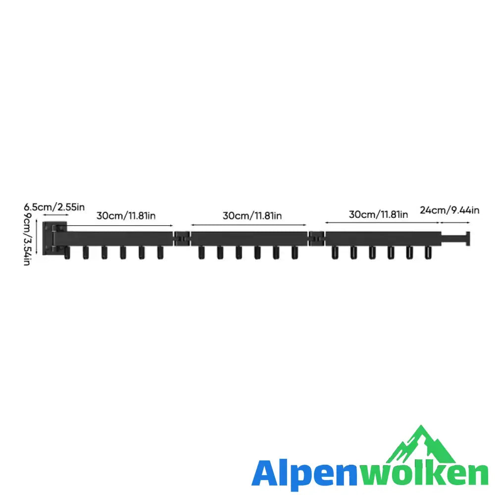 Alpenwolken - Kleiderständer mit klappbarem Ringhaken aus Aluminium Schwarz Stil C