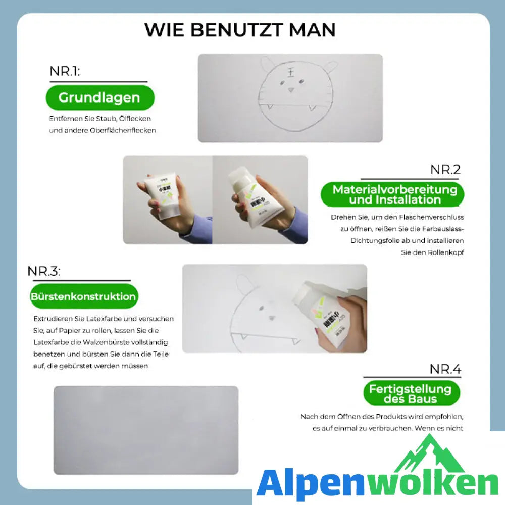 Alpenwolken - Kleine rollende Latexfarbe für die Wand