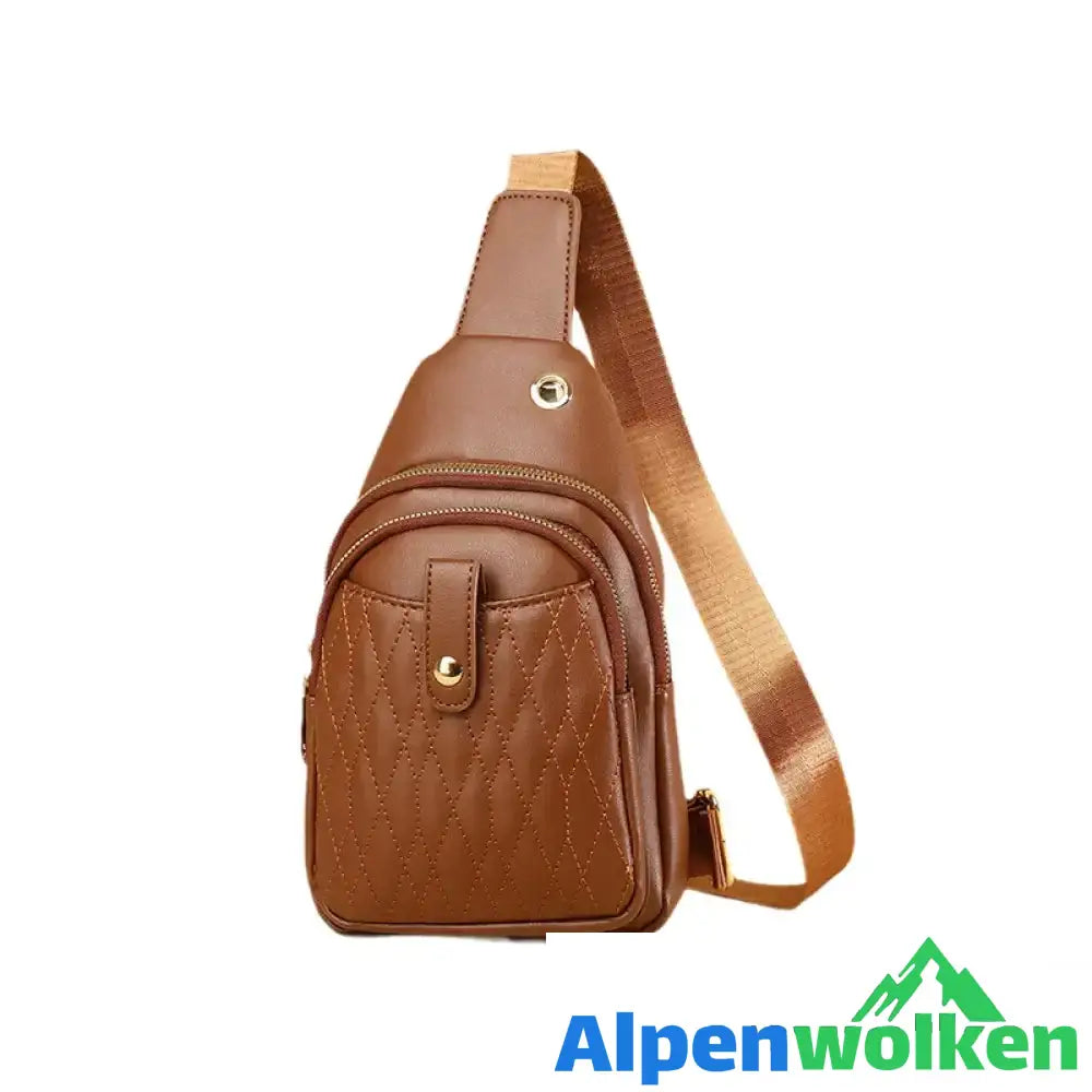 Alpenwolken - Kleiner Sling-Rucksack für Damen Leder braun