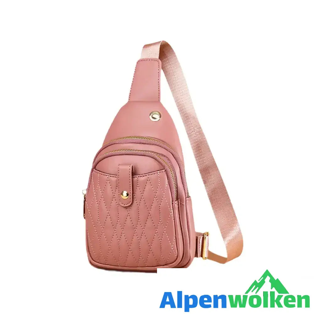 Alpenwolken - Kleiner Sling-Rucksack für Damen Leder rosa