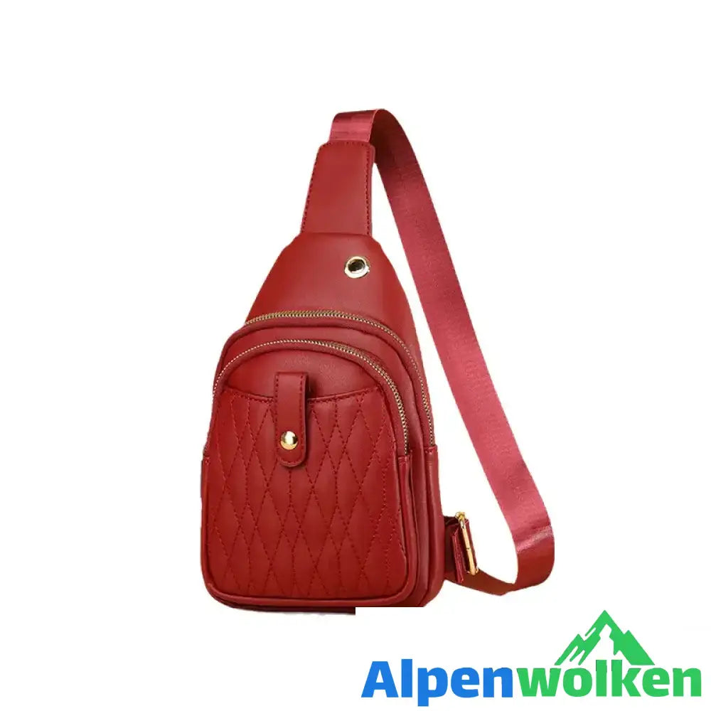 Alpenwolken - Kleiner Sling-Rucksack für Damen Leder rot