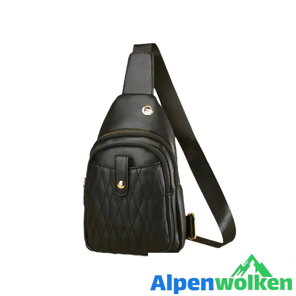 Alpenwolken - Kleiner Sling-Rucksack für Damen Leder schwarz