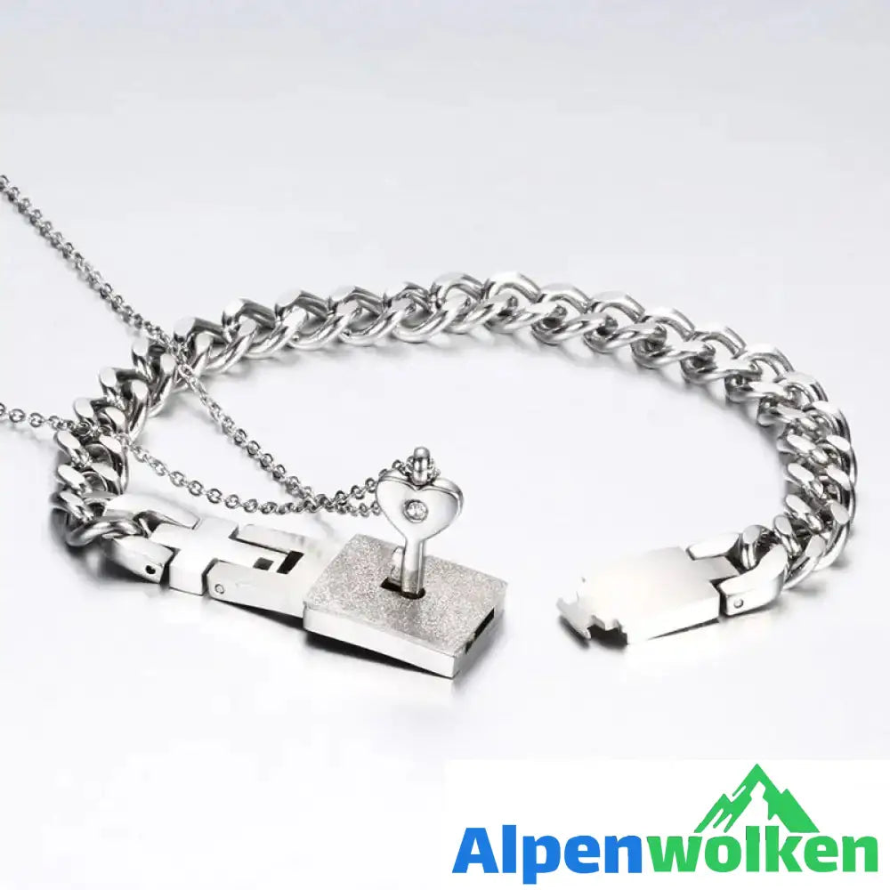 Alpenwolken - Konzentrisches Schlossarmband mit Schlossschlüsselanhänger