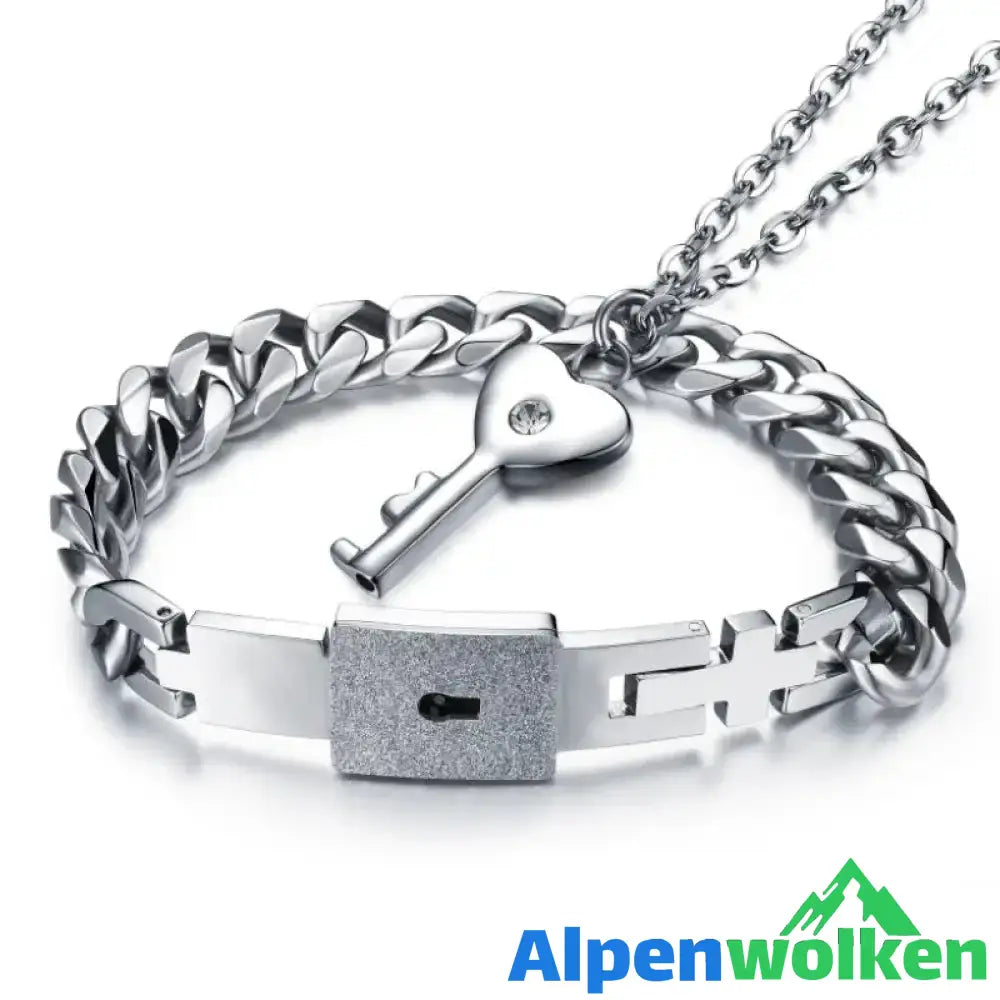 Alpenwolken - Konzentrisches Schlossarmband mit Schlossschlüsselanhänger