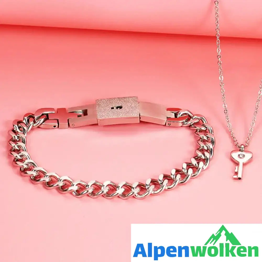 Alpenwolken - Konzentrisches Schlossarmband mit Schlossschlüsselanhänger