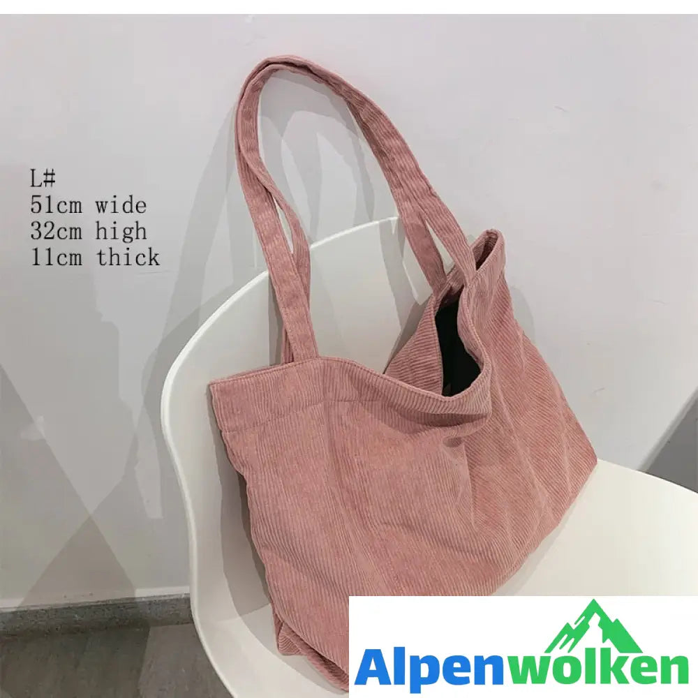 Alpenwolken - Kordsamt-Taschen-Handtaschen für Frauen-Umhängetaschen-weibliche weiche Umweltaufbewahrungs-wiederverwendbare Mädchen-kleine und große Shopper-Taschen-Tasche Großes Rosa