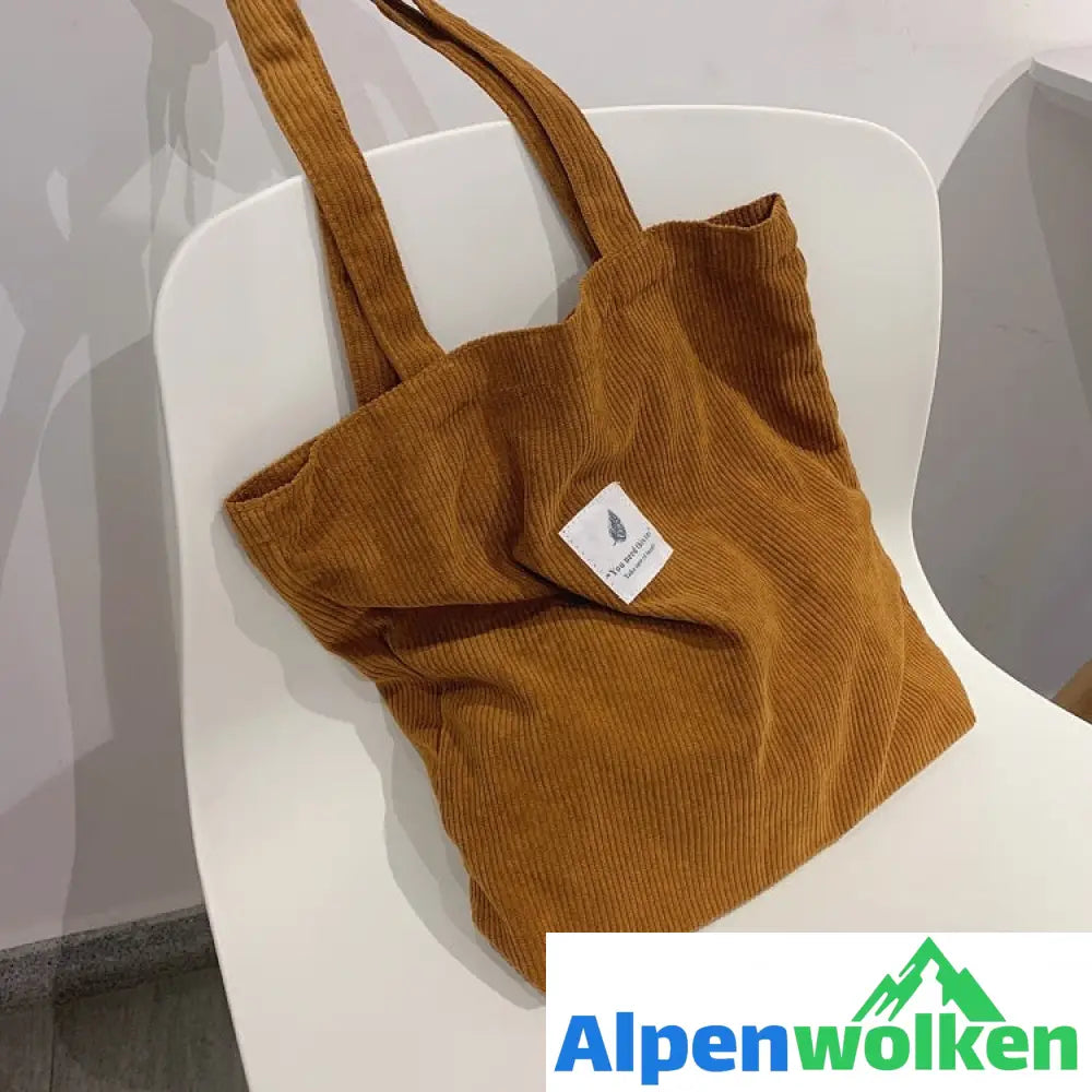 Alpenwolken - Kordsamt-Taschen-Handtaschen für Frauen-Umhängetaschen-weibliche weiche Umweltaufbewahrungs-wiederverwendbare Mädchen-kleine und große Shopper-Taschen-Tasche Schokolade