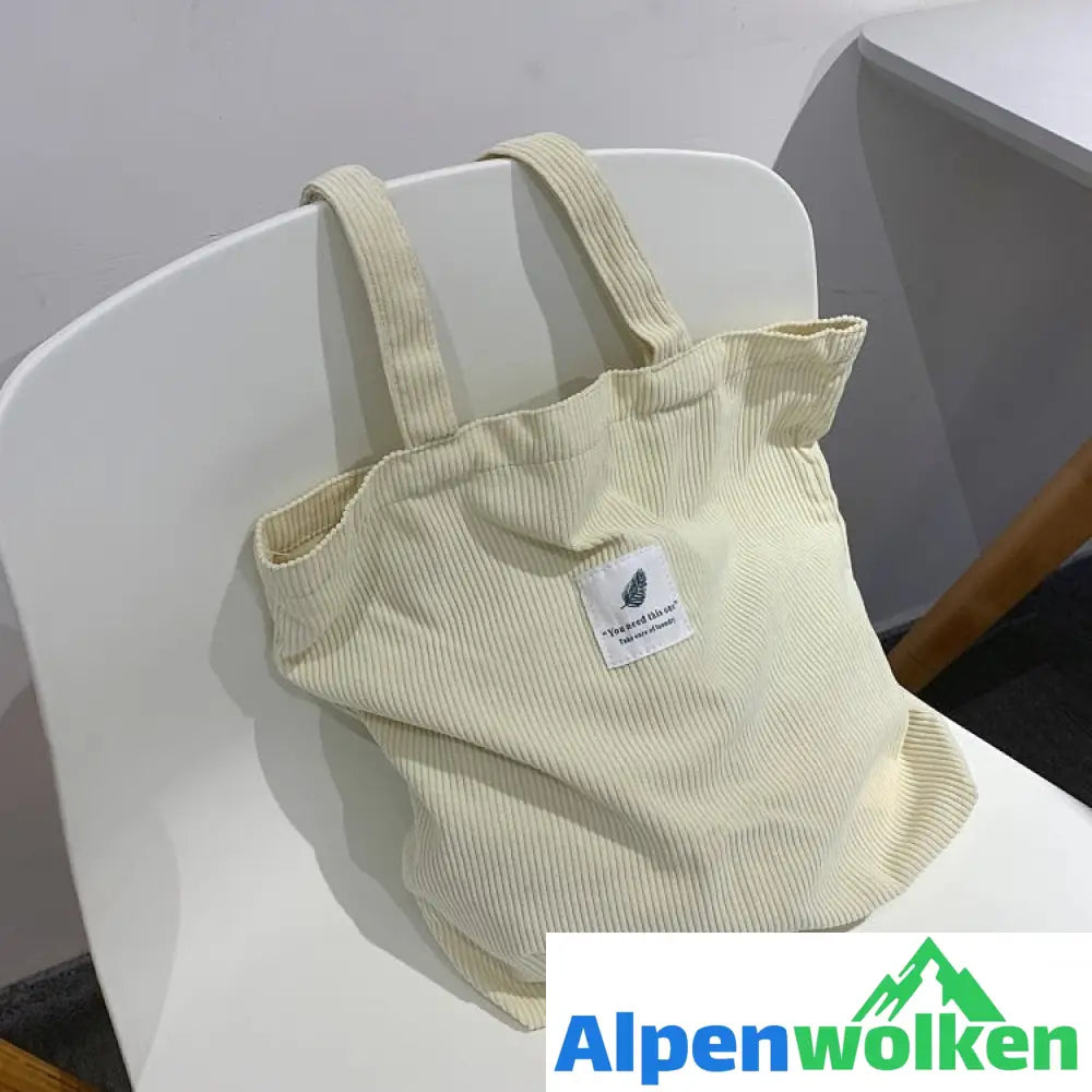 Alpenwolken - Kordsamt-Taschen-Handtaschen für Frauen-Umhängetaschen-weibliche weiche Umweltaufbewahrungs-wiederverwendbare Mädchen-kleine und große Shopper-Taschen-Tasche Elfenbein