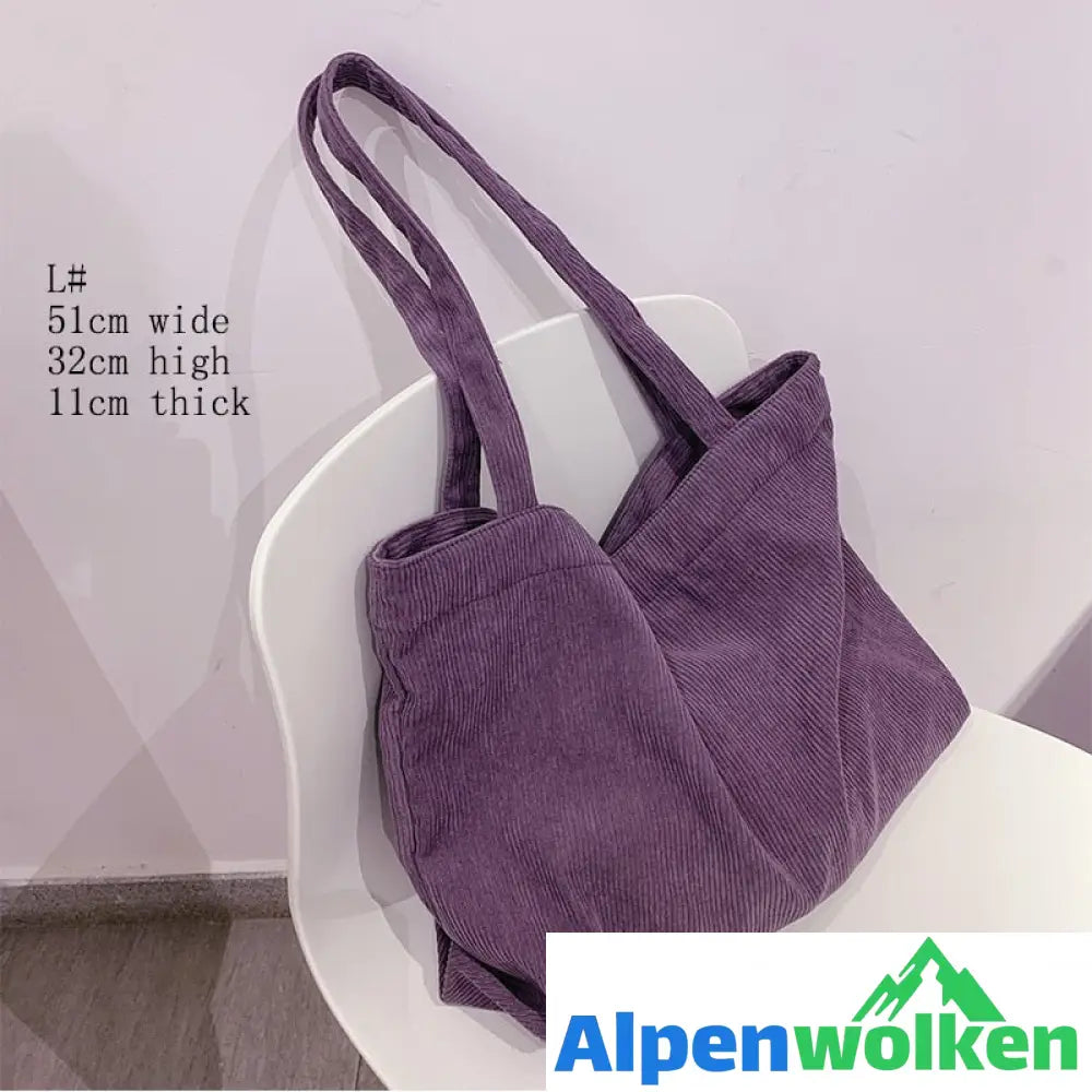 Alpenwolken - Kordsamt-Taschen-Handtaschen für Frauen-Umhängetaschen-weibliche weiche Umweltaufbewahrungs-wiederverwendbare Mädchen-kleine und große Shopper-Taschen-Tasche Großes Lila