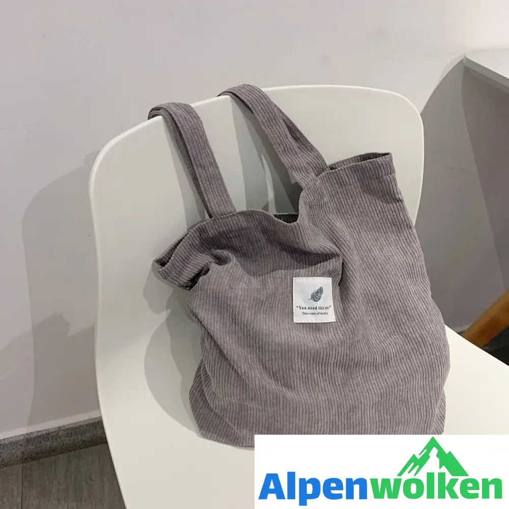 Alpenwolken - Kordsamt-Taschen-Handtaschen für Frauen-Umhängetaschen-weibliche weiche Umweltaufbewahrungs-wiederverwendbare Mädchen-kleine und große Shopper-Taschen-Tasche Grau