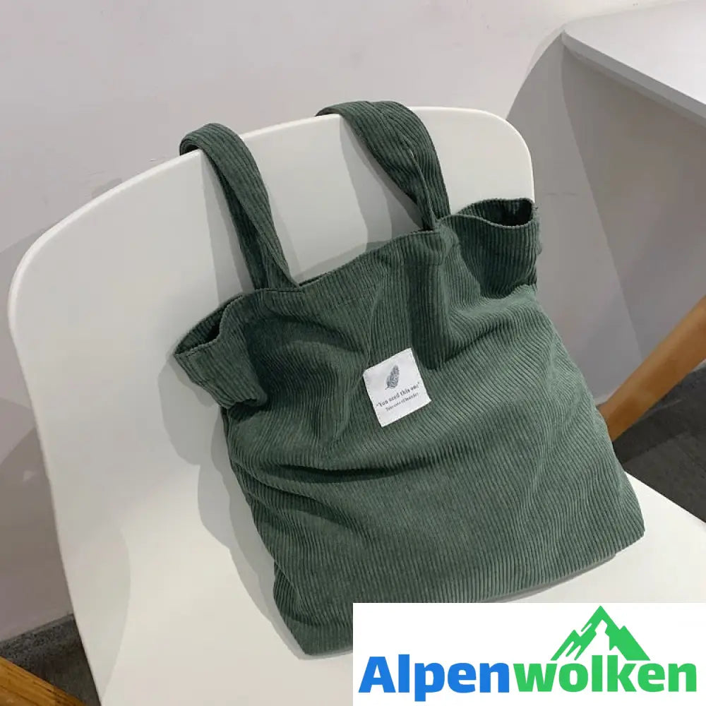 Alpenwolken - Kordsamt-Taschen-Handtaschen für Frauen-Umhängetaschen-weibliche weiche Umweltaufbewahrungs-wiederverwendbare Mädchen-kleine und große Shopper-Taschen-Tasche Grün