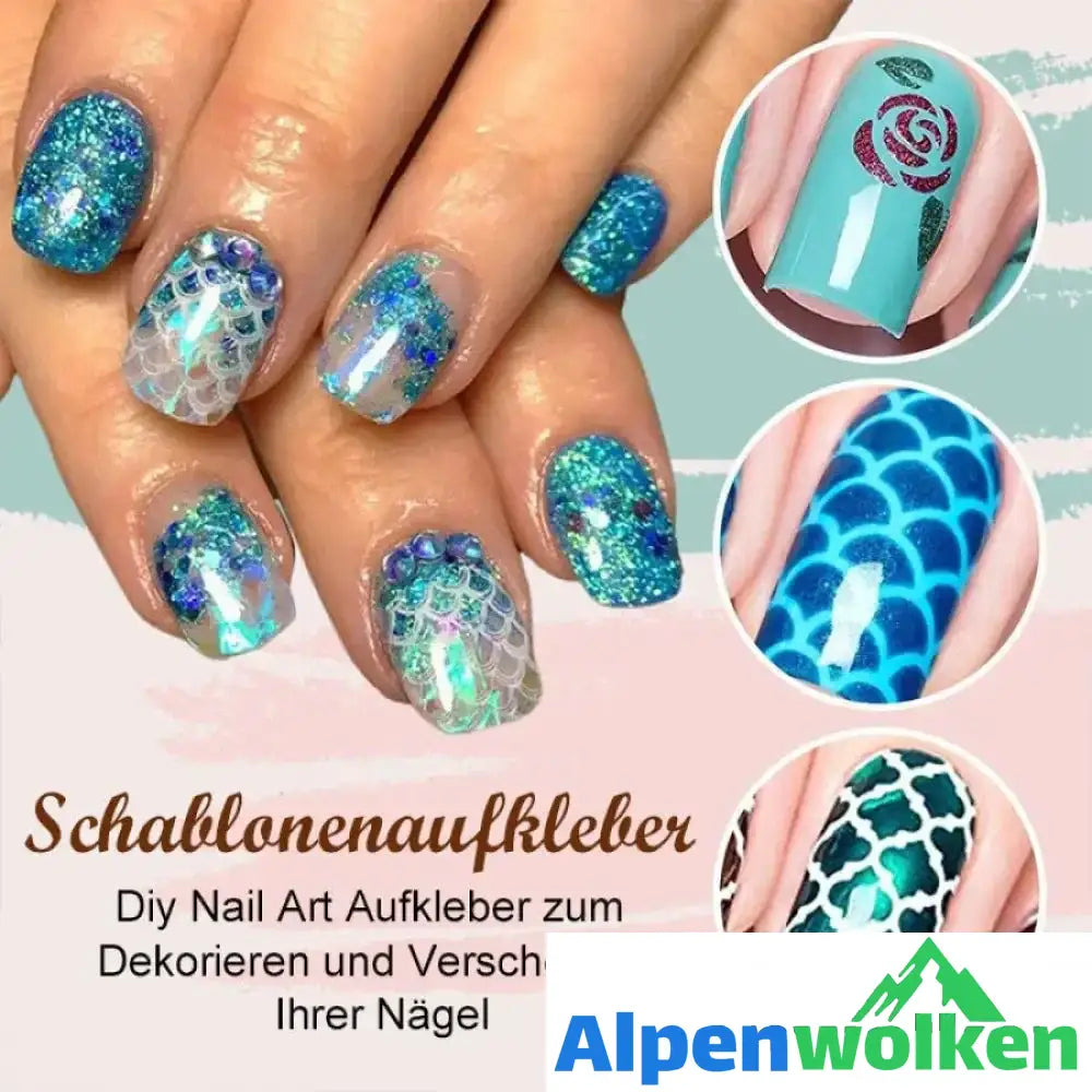 Alpenwolken - Kreativ Nagelaufkleber (144 Aufkleber)