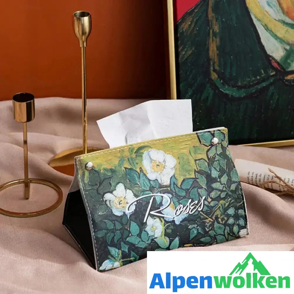 Alpenwolken - Kreative Taschentuchbox Aus Leder🔥 Weiße Rosen