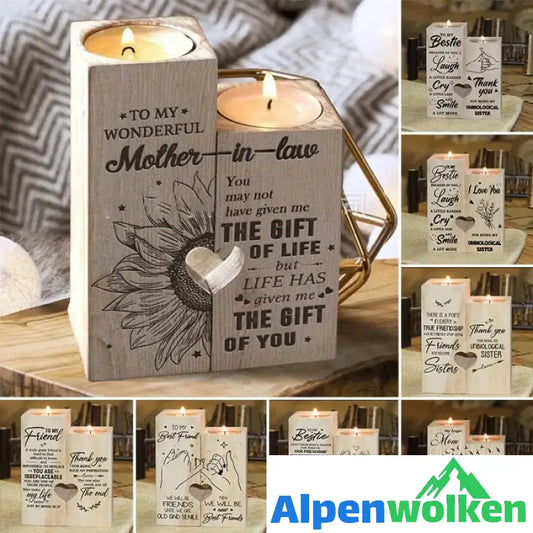 Alpenwolken - Kreativer Kerzenhalter aus Holz