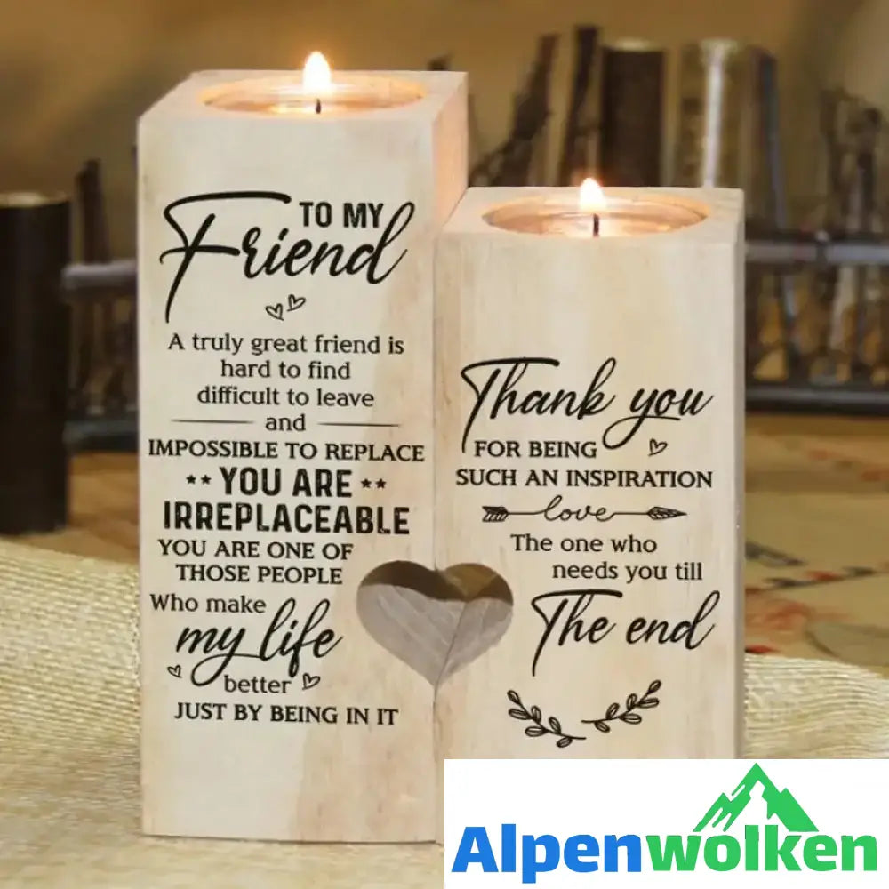 Alpenwolken - Kreativer Kerzenhalter aus Holz Freunde