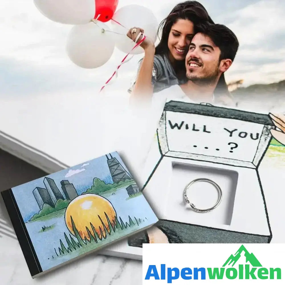 Alpenwolken - Kreatives Daumenkino zum Verstecken des Rings zum Valentinstag