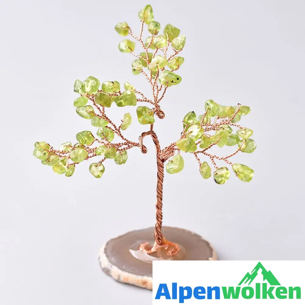 Alpenwolken - Kristall Baum Des Lebens Schreibtisch Skulptur Olivin