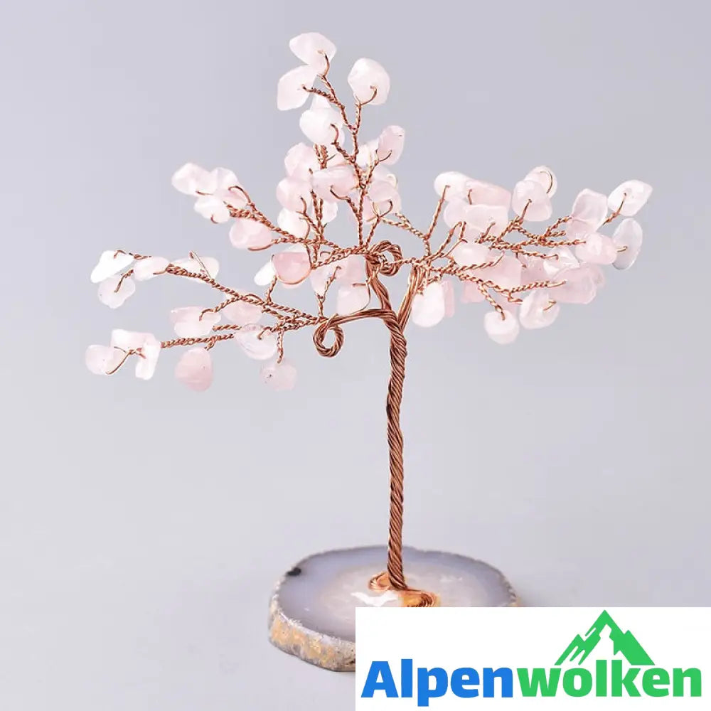 Alpenwolken - Kristall Baum Des Lebens Schreibtisch Skulptur Rosenquarz