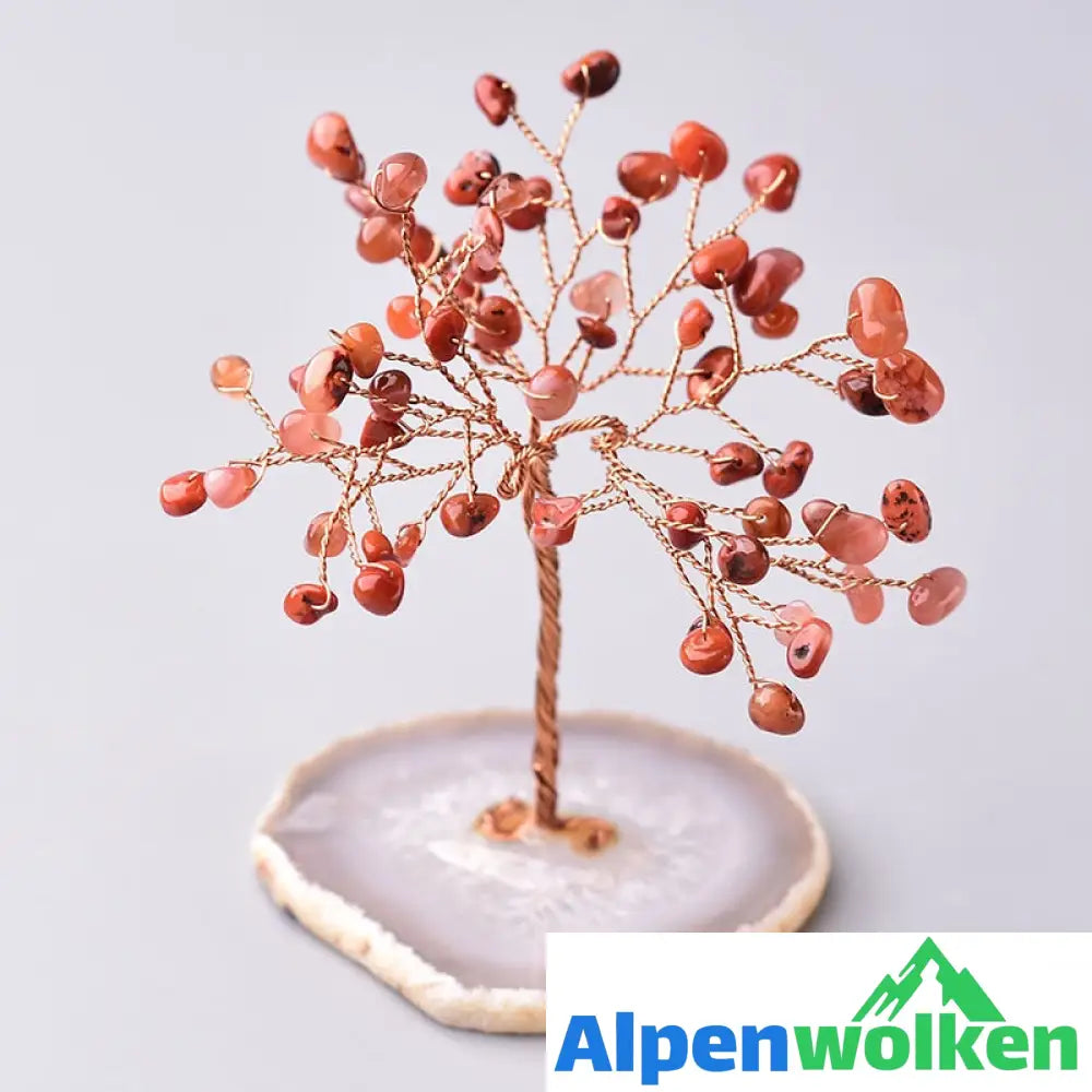 Alpenwolken - Kristall Baum Des Lebens Schreibtisch Skulptur Roter Achat